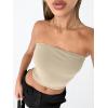 imageTrendy Queen Womens Tube Tops Strapless Crop Tops Basic Backless Sleeveless Bandeau Going Out Cute 2025 Summer OutfitsKhaki