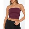 imageTrendy Queen Womens Tube Tops Strapless Crop Tops Basic Backless Sleeveless Bandeau Going Out Cute 2025 Summer OutfitsWine Red