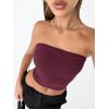 imageTrendy Queen Womens Tube Tops Strapless Crop Tops Basic Backless Sleeveless Bandeau Going Out Cute 2025 Summer OutfitsWine Red