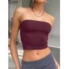 imageTrendy Queen Womens Tube Tops Strapless Crop Tops Basic Backless Sleeveless Bandeau Going Out Cute 2025 Summer OutfitsWine Red