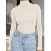 imageTrendy Queen Womens Turtleneck Long Sleeve Shirts Fall Fashion Basic Thermal Underwear Tops Winter Clothes 2025Beige