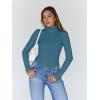 imageTrendy Queen Womens Turtleneck Long Sleeve Shirts Fall Fashion Basic Thermal Underwear Tops Winter Clothes 2025Blue