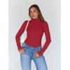 imageTrendy Queen Womens Turtleneck Long Sleeve Shirts Fall Fashion Basic Thermal Underwear Tops Winter Clothes 2025Red