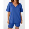 imageTrendy Queen Womens Two Piece Lounge Sets Summer Outfits 2025 Spring Fashion Vacation Tops Shorts Matching TracksuitsBlue