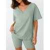 imageTrendy Queen Womens Two Piece Lounge Sets Summer Outfits 2025 Spring Fashion Vacation Tops Shorts Matching TracksuitsLightgreen