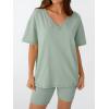 imageTrendy Queen Womens Two Piece Lounge Sets Summer Outfits 2025 Spring Fashion Vacation Tops Shorts Matching TracksuitsLightgreen