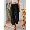 imageTrendy Queen Womens Wide Leg Pants Summer Capri Palazzo Harem Casual Barrel Sweatpants Baggy Slacks with PocketsBlack