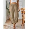 imageTrendy Queen Womens Wide Leg Pants Summer Capri Palazzo Harem Casual Barrel Sweatpants Baggy Slacks with PocketsKhaki