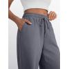 imageTrendy Queen Womens Wide Leg Sweatpants High Waisted Baggy Lounge Pants Drawstring Athletic Flared Joggers with PocketsBlack Grey