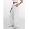 imageTrendy Queen Womens Wide Leg Sweatpants High Waisted Baggy Lounge Pants Drawstring Athletic Flared Joggers with PocketsWhite