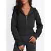 imageTrendy Queen Womens Zip Up Cropped Hoodies Long Sleeve Sweatshirts Jackets Fall Fashion 2024 Y2k Winter ClothesBlack