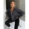 imageTrendy Queen Womens Zip Up Hoodies Oversized Sweatshirts Fall School Fashion Outfits Casual Jackets 2025 Winter ClothesBlack Grey
