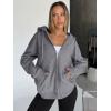 imageTrendy Queen Womens Zip Up Hoodies Oversized Sweatshirts Fall School Fashion Outfits Casual Jackets 2025 Winter ClothesDark Grey