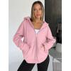 imageTrendy Queen Womens Zip Up Hoodies Oversized Sweatshirts Fall School Fashion Outfits Casual Jackets 2025 Winter ClothesPink