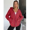 imageTrendy Queen Womens Zip Up Hoodies Oversized Sweatshirts Fall School Fashion Outfits Casual Jackets 2025 Winter ClothesRed