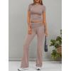 imageTrendy Queen womens Summer Two Piece Sets 2 Piece Lounge Sets Outfits Matching Pajamas Joggers Casual Y2k Trendy Tracksuits Travel Tops Drawstring Flare Pants 2024 Clothes Small Coffeegrey