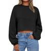 imageTrendy Queen Cropped Sweatshirts for Women Oversized Crewneck Sweaters Long Sleeve Tops Fall Winter Clothes 2025Black