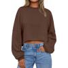 imageTrendy Queen Cropped Sweatshirts for Women Oversized Crewneck Sweaters Long Sleeve Tops Fall Winter Clothes 2025Brown