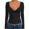 imageTrendy Queen Going Out Tops for Women Trendy Long Sleeve Shirts Fashion Clothing V Neck Basic Y2K Clothes Cute Shirt CorsetBlack