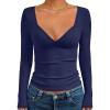 imageTrendy Queen Going Out Tops for Women Trendy Long Sleeve Shirts Fashion Clothing V Neck Basic Y2K Clothes Cute Shirt CorsetNavy