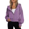imageTrendy Queen Hoodies for Women Full Zip Up Cropped Sweatshirts Jackets Casual Comfy Gym Tops Fall Outfits Winter Clothes 2025Purple