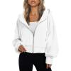 imageTrendy Queen Hoodies for Women Full Zip Up Cropped Sweatshirts Jackets Casual Comfy Gym Tops Fall Outfits Winter Clothes 2025White