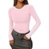 imageTrendy Queen Long Sleeve Workout Tops for Women Y2K Fitted Athletic Gym Shirt Trendy Color Block 2025 Fall OutfitsPink