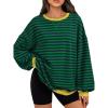 imageTrendy Queen Oversized Sweatshirt for Women 2025 Fall Crewneck Striped Long Sleeve Shirts Hoodies Cute Top Y2K OutfitsBluegreen