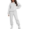 imageTrendy Queen Sweatsuits Women 2 Piece Outfits Two Piece Crewneck Sweatshirts Sets Lounge Fall Sweatpants 2025 TracksuitsGrey