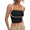 imageTrendy Queen Tank Tops for Women 2024 Tube Tops Going Out Spaghetti Strap Camisole Tops Cute Basic Top Y2K Crop Tops Clothes for Teen Girls Black Medium