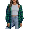 imageTrendy Queen Women Shackets Long Sleeve Flannel Shirts Button Down Blouse Plaid Tops Fall Outfits Fashion Winter Jackets 2025Green