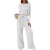 imageTrendy Queen Womens 2 Piece Lounge Sets Long Sleeve Slightly Crop Top Wide Leg Pants Casual Sweatsuit Matching OutfitsGray