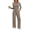 imageTrendy Queen Womens 2 Piece Matching Lounge Set Mock Turtleneck Top Wide Leg Pants Casual Sweatsuit with PocketsMocha
