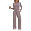 imageTrendy Queen Womens 2 Piece Matching Lounge Set Mock Turtleneck Top Wide Leg Pants Casual Sweatsuit with PocketsNutmeg