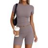 imageTrendy Queen Womens 2 Piece Workout Sets Short Matching Lounge Sets Summer Clothes Going Out Gym OutfitsCoffeegrey