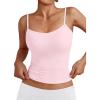 imageTrendy Queen Womens Adjustable Camisole Sleeveless Square Neck Spaghetti Strap Tank Tops Basic ShirtBaby Pink