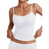 imageTrendy Queen Womens Adjustable Camisole Sleeveless Square Neck Spaghetti Strap Tank Tops Basic ShirtWhite