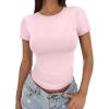imageTrendy Queen Womens Basic T Shirts Summer Tops 2025 Crop Short Sleeve Slim Fit Tee Cute Gym Workout ClothesLightpink
