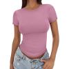 imageTrendy Queen Womens Basic T Shirts Summer Tops 2025 Crop Short Sleeve Slim Fit Tee Cute Gym Workout ClothesMauve