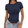 imageTrendy Queen Womens Basic T Shirts Summer Tops 2025 Crop Short Sleeve Slim Fit Tee Cute Gym Workout ClothesNavy