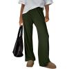 imageTrendy Queen Womens Business Casual Pants Barrel Sweatpants Wide Leg Comfy Lounge Pants Baggy Flowy Ribbed Fall OutfitsArmygreen