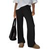 imageTrendy Queen Womens Business Casual Pants Barrel Sweatpants Wide Leg Comfy Lounge Pants Baggy Flowy Ribbed Fall OutfitsBlack