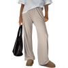 imageTrendy Queen Womens Business Casual Pants Barrel Sweatpants Wide Leg Comfy Lounge Pants Baggy Flowy Ribbed Fall OutfitsKhaki