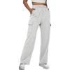 imageTrendy Queen Womens Cargo Sweatpants Wide Leg Baggy Fleece High Waisted Sweats Pants Winter Clothes with PocketsGrey