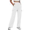 imageTrendy Queen Womens Cargo Sweatpants Wide Leg Baggy Fleece High Waisted Sweats Pants Winter Clothes with PocketsWhite