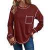 imageTrendy Queen Womens Crewneck Sweatshirts Long Sleeve Shirts Lightweight Sweaters Fall Tops Fashion Outfits 2025Winered
