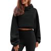 imageTrendy Queen Womens Cropped Hoodie Long Sleeve Sweatshirts Fall Fashion 2024 Casual Y2k Outfits Winter ClothesBlack
