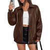 imageTrendy Queen Womens Leather Jackets Oversized Faux Motorcycle Plus Size Moto Biker Coat Fall Outfits Fashion Clothes 2025Brown