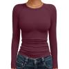 imageTrendy Queen Womens Long Sleeve Shirts Crop Tops Basic Workout Tees Going Out for Teen GirlsWine