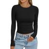 imageTrendy Queen Womens Long Sleeve Shirts Crop Tops Fall Fashion 2025 Going Out Basic Winter ClothesBlack